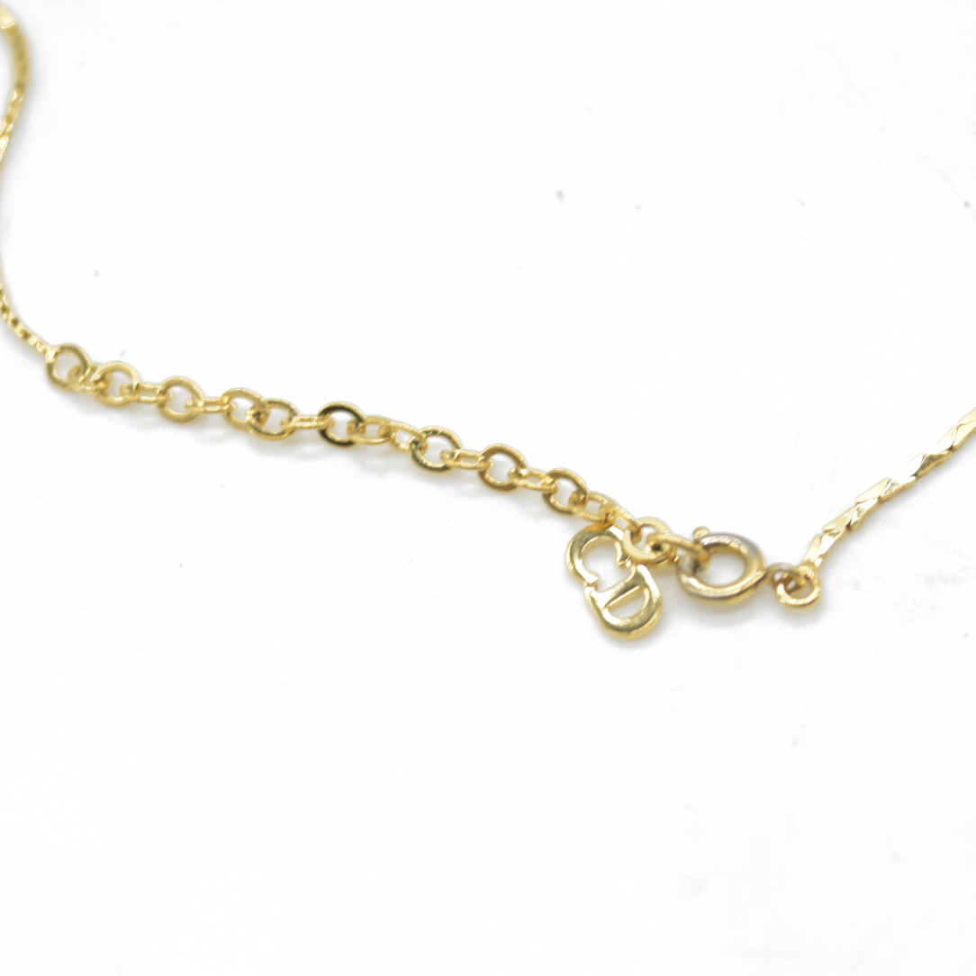 $550 Christian Dior Twisted Heart Necklace Metal Gold Tone
