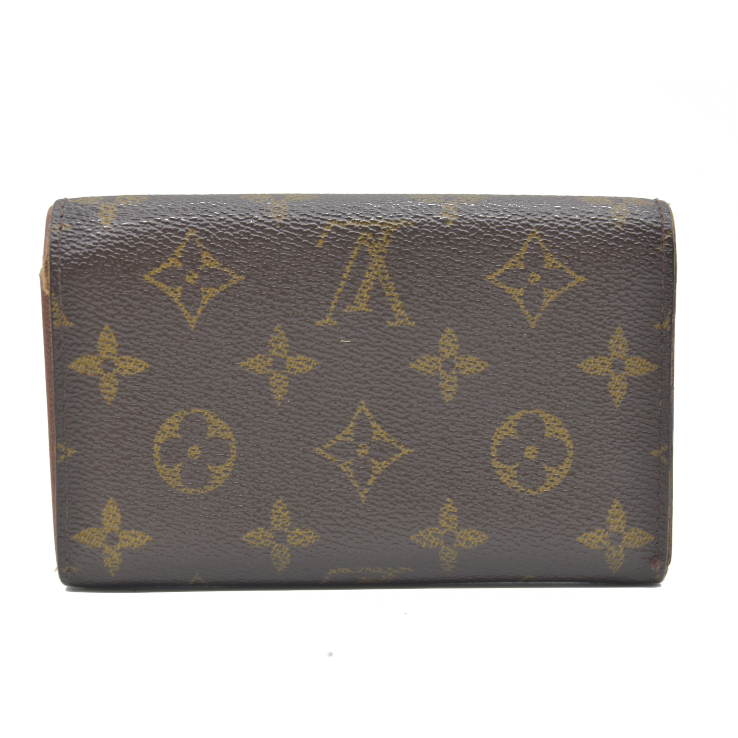 AUCTION $610 Louis Vuitton Monogram Porte Monnaie Zip Bifold Wallet Brown CA0947