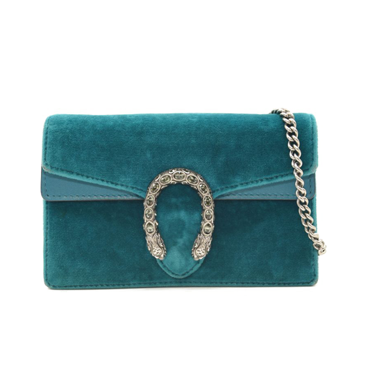 Gucci Velvet Super Mini Dionysus Shoulder Bag Teal Velvet