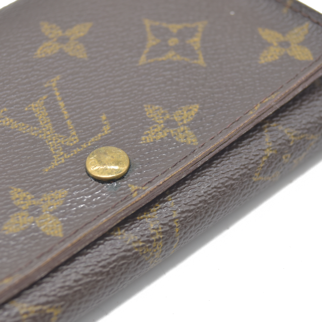 AUCTION $610 Louis Vuitton Monogram Porte Monnaie Zip Bifold Wallet Brown CA0947