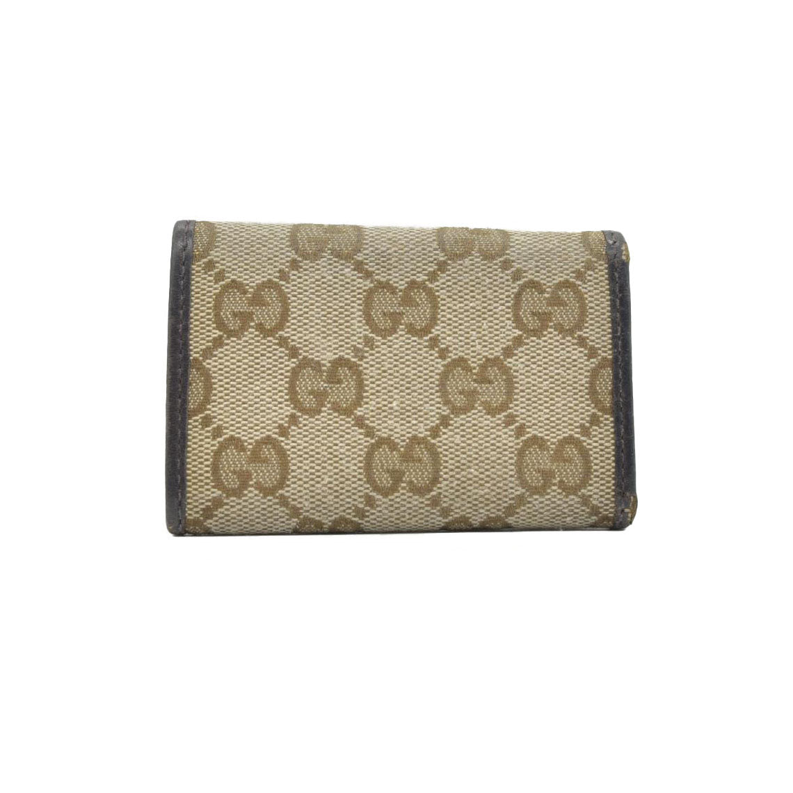 $390 GUCCI GG Canvas Logo Plate 6 Ring Key Case Beige