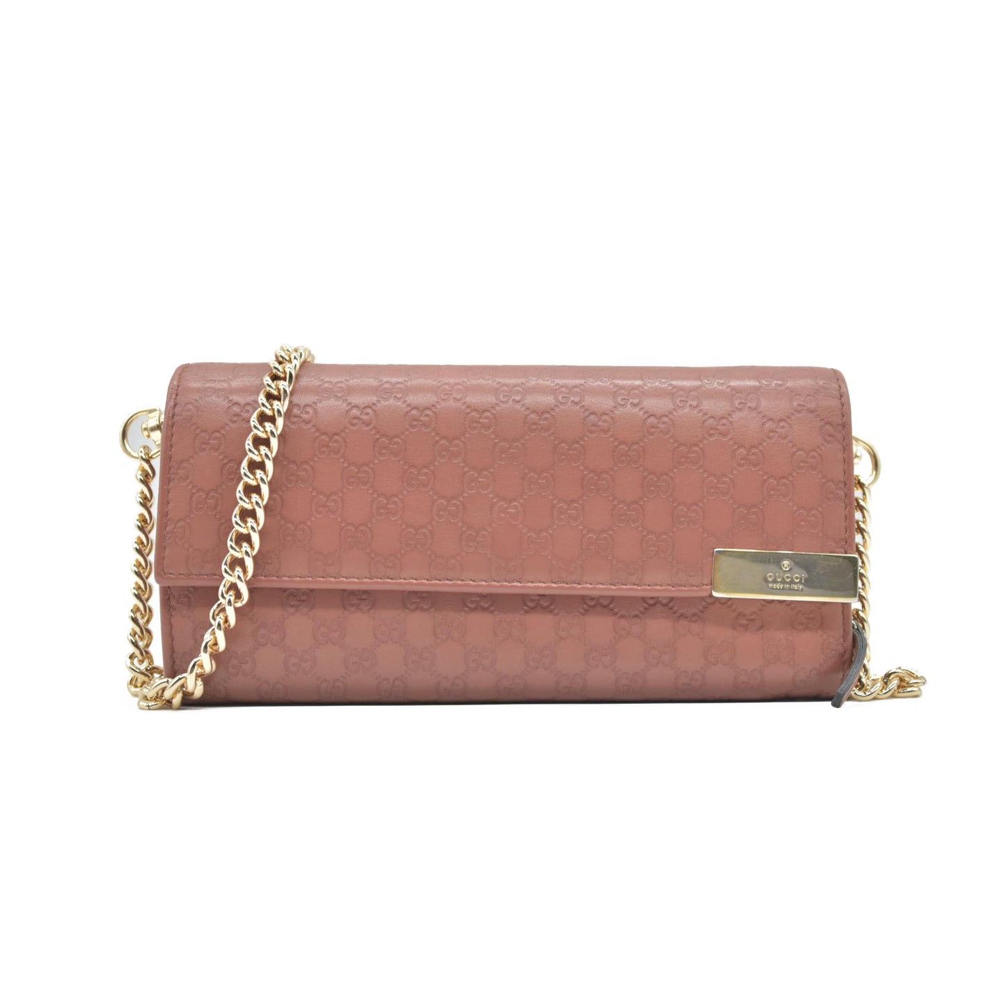 $690 Gucci Pink Microguccissima Leather Continental Wallet on Chain CONSIGNMENT
