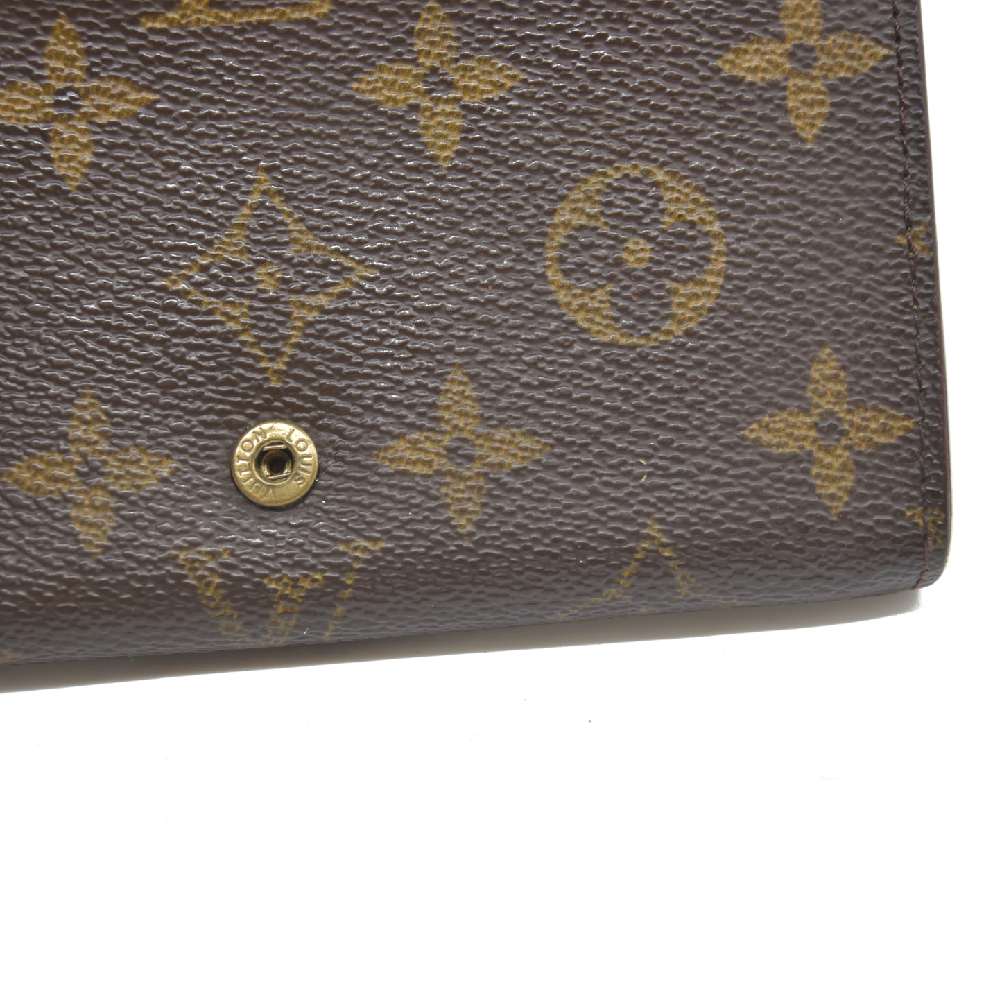 AUCTION $610 Louis Vuitton Monogram Porte Monnaie Zip Bifold Wallet Brown CA0947