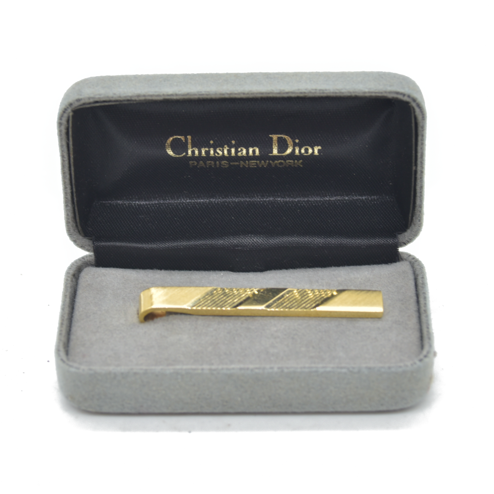 $680 Dior Tie Clips Gold Plate Tie Clip In Original Case Circa “1990”