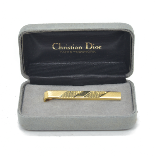 $680 Dior Tie Clips Gold Plate Tie Clip In Original Case Circa “1990”