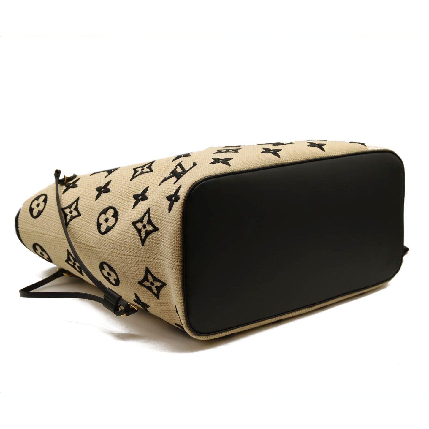 LOUIS VUITTON  Cotton Monogram Embroidered Neverfull MM Beige Black RFID