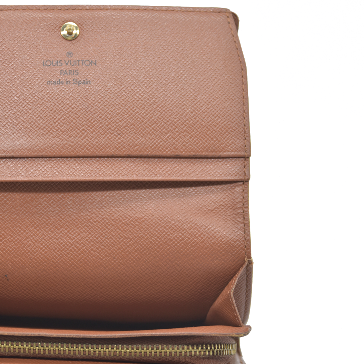 AUCTION $610 Louis Vuitton Monogram Porte Monnaie Zip Bifold Wallet Brown CA0947