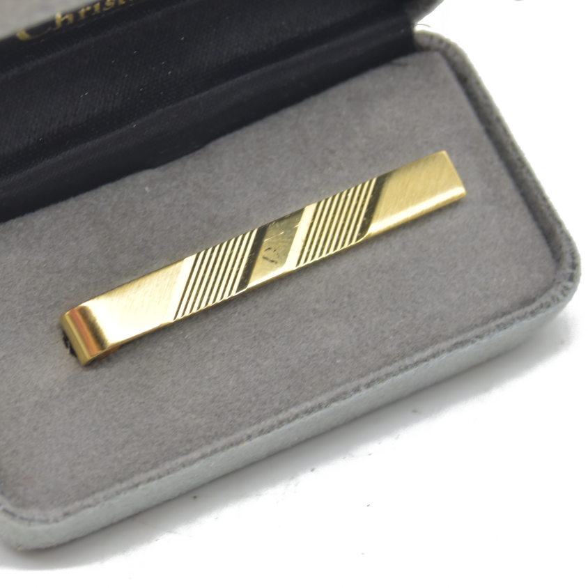 $680 Dior Tie Clips Gold Plate Tie Clip In Original Case Circa “1990”