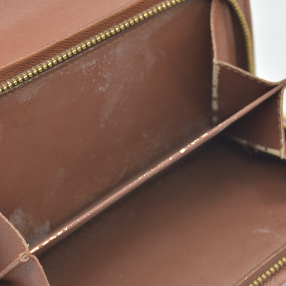 AUCTION $610 Louis Vuitton Monogram Porte Monnaie Zip Bifold Wallet Brown CA0947