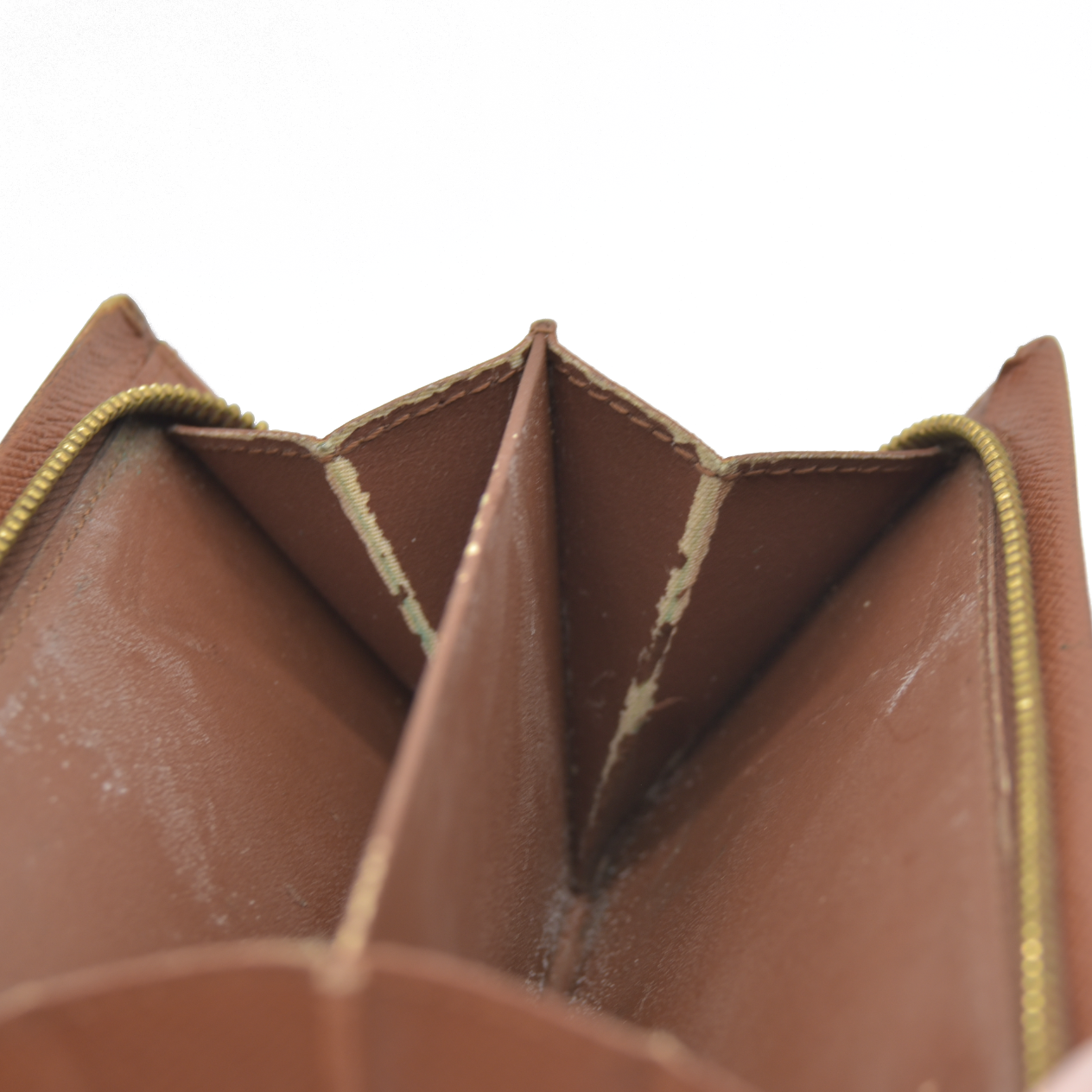 AUCTION $610 Louis Vuitton Monogram Porte Monnaie Zip Bifold Wallet Brown CA0947