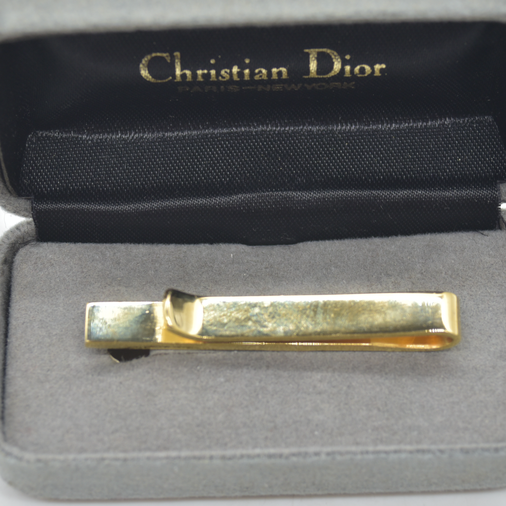 $680 Dior Tie Clips Gold Plate Tie Clip In Original Case Circa “1990”