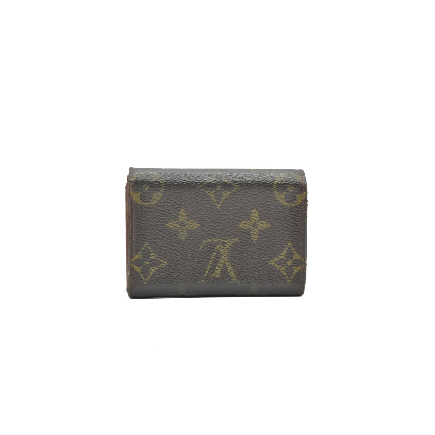 $435 Louis Vuitton Monogram Porte Monnaie Plat Coin Purse Wallet Brown MI0045