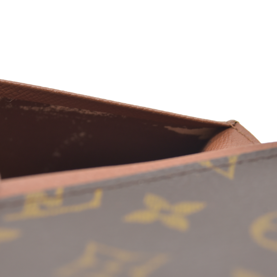 AUCTION $610 Louis Vuitton Monogram Porte Monnaie Zip Bifold Wallet Brown CA0947