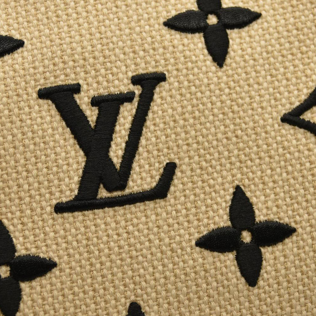 LOUIS VUITTON  Cotton Monogram Embroidered Neverfull MM Beige Black RFID