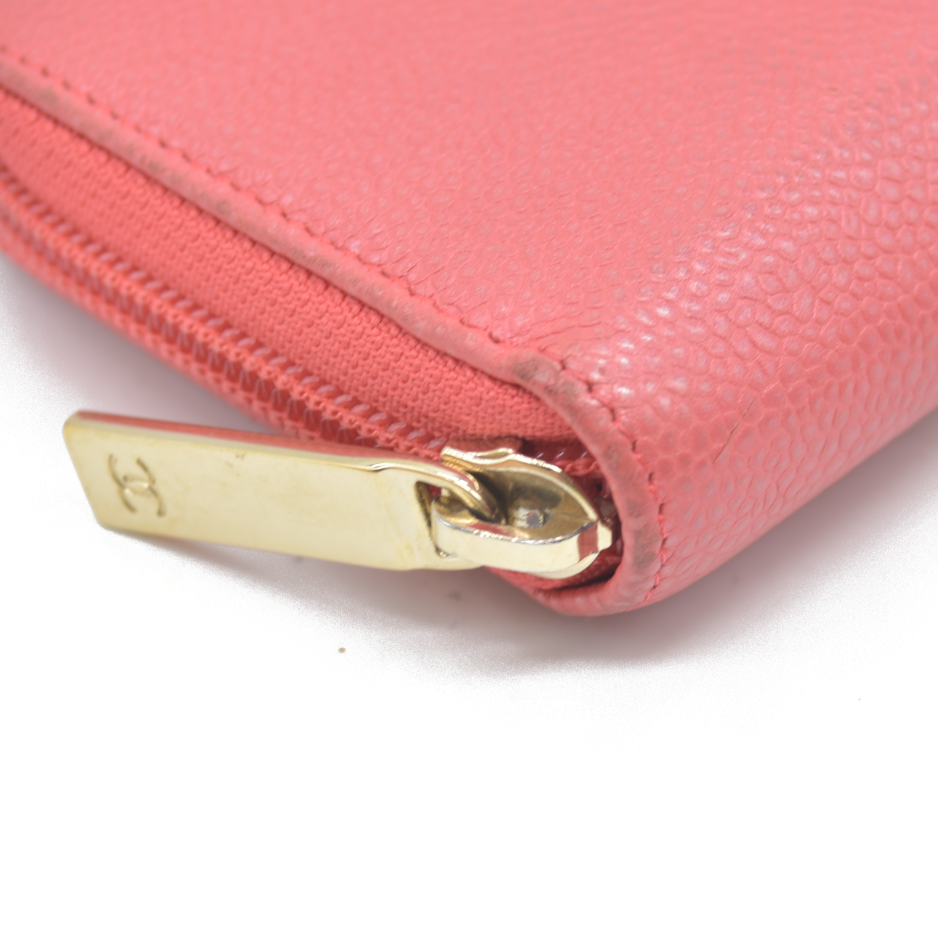 Chanel Compact Timeless Zip Around Wallet Caviar Pink 2019