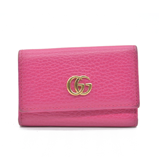 $480 Gucci Dollar Calfskin GG Marmont 6 Key Holder Pink Auction