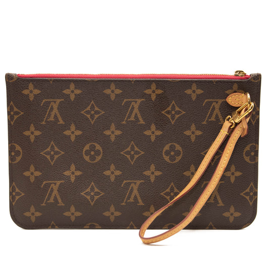 Used Louis Vuitton Monogram Neverfull MM GM Pochette Pivoine