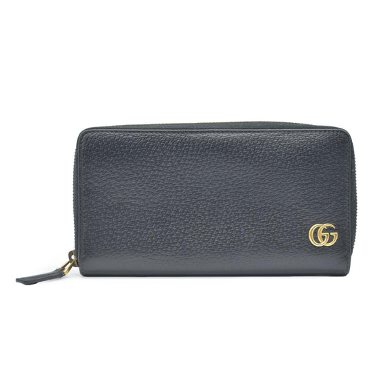 GUCCI GG Marmont Leather Zip Around Long Wallet Black