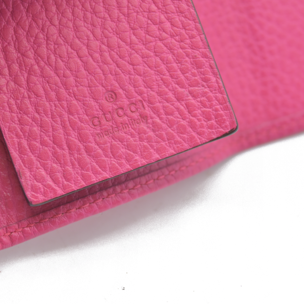 $480 Gucci Dollar Calfskin GG Marmont 6 Key Holder Pink CONSIGNMENT