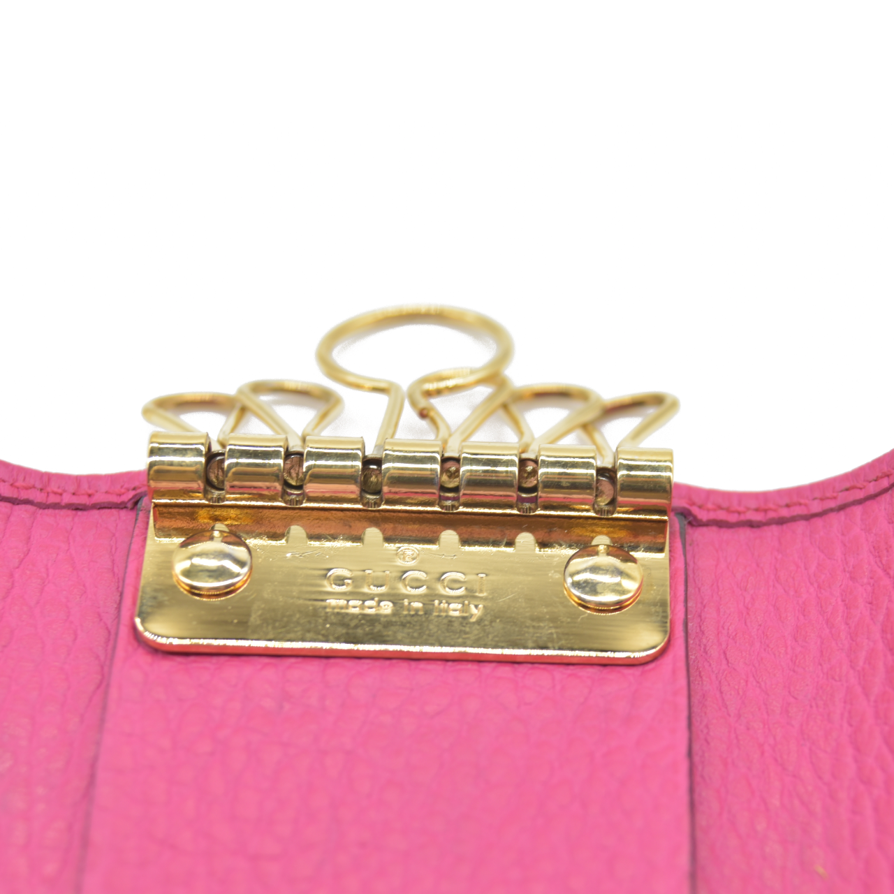 $480 Gucci Dollar Calfskin GG Marmont 6 Key Holder Pink CONSIGNMENT