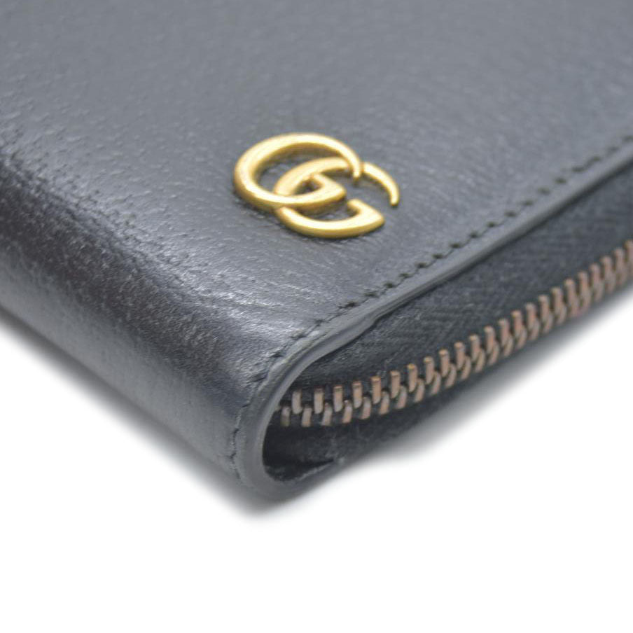 GUCCI GG Marmont Leather Zip Around Long Wallet Black