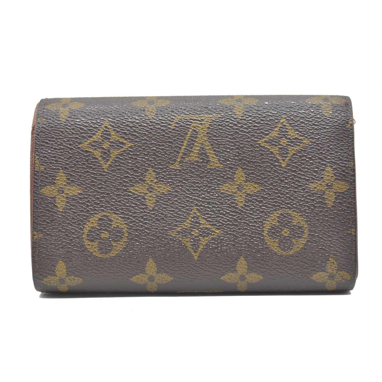 AUCTION $610 Louis Vuitton Monogram Porte Monnaie Zip Bifold Wallet Brown RA0957