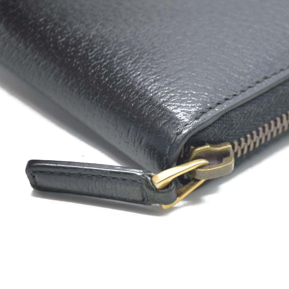 GUCCI GG Marmont Leather Zip Around Long Wallet Black