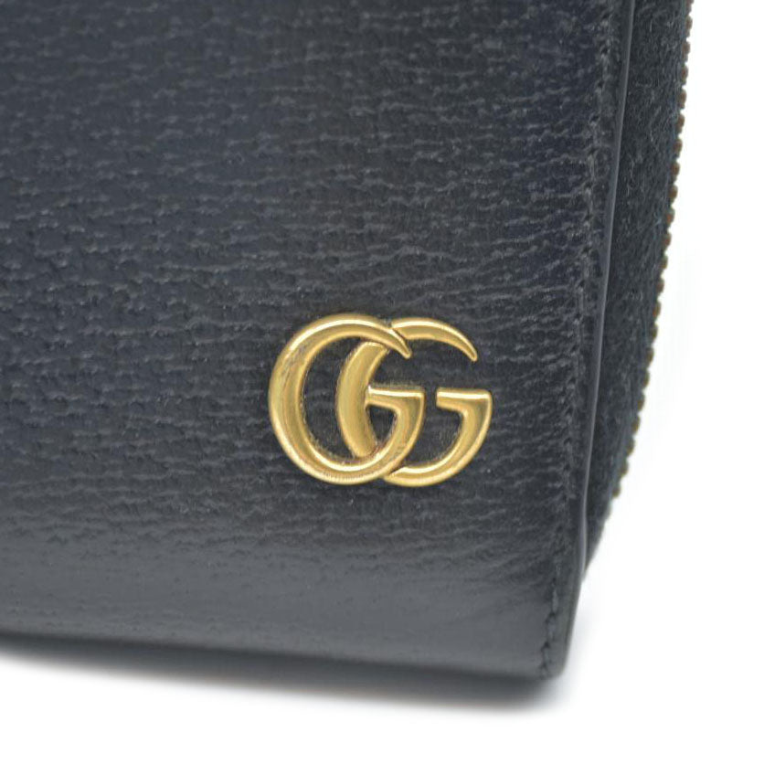 GUCCI GG Marmont Leather Zip Around Long Wallet Black