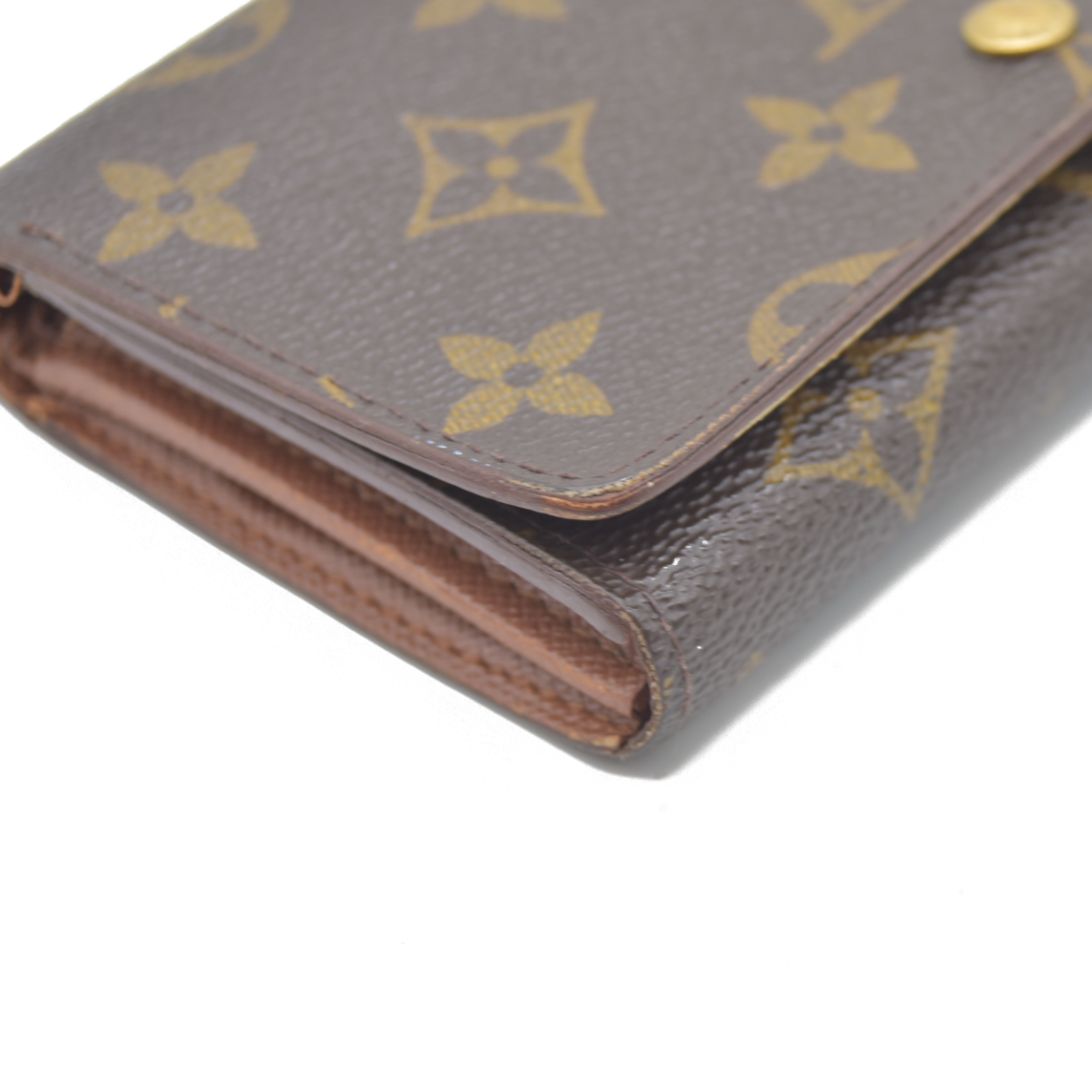 AUCTION $610 Louis Vuitton Monogram Porte Monnaie Zip Bifold Wallet Brown RA0957