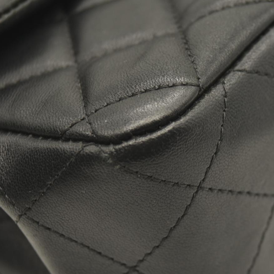 CHANEL Lambskin Quilted Mini Rectangular Flap Black  28******