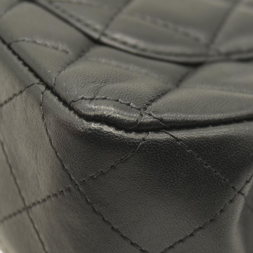 CHANEL Lambskin Quilted Mini Rectangular Flap Black  28******