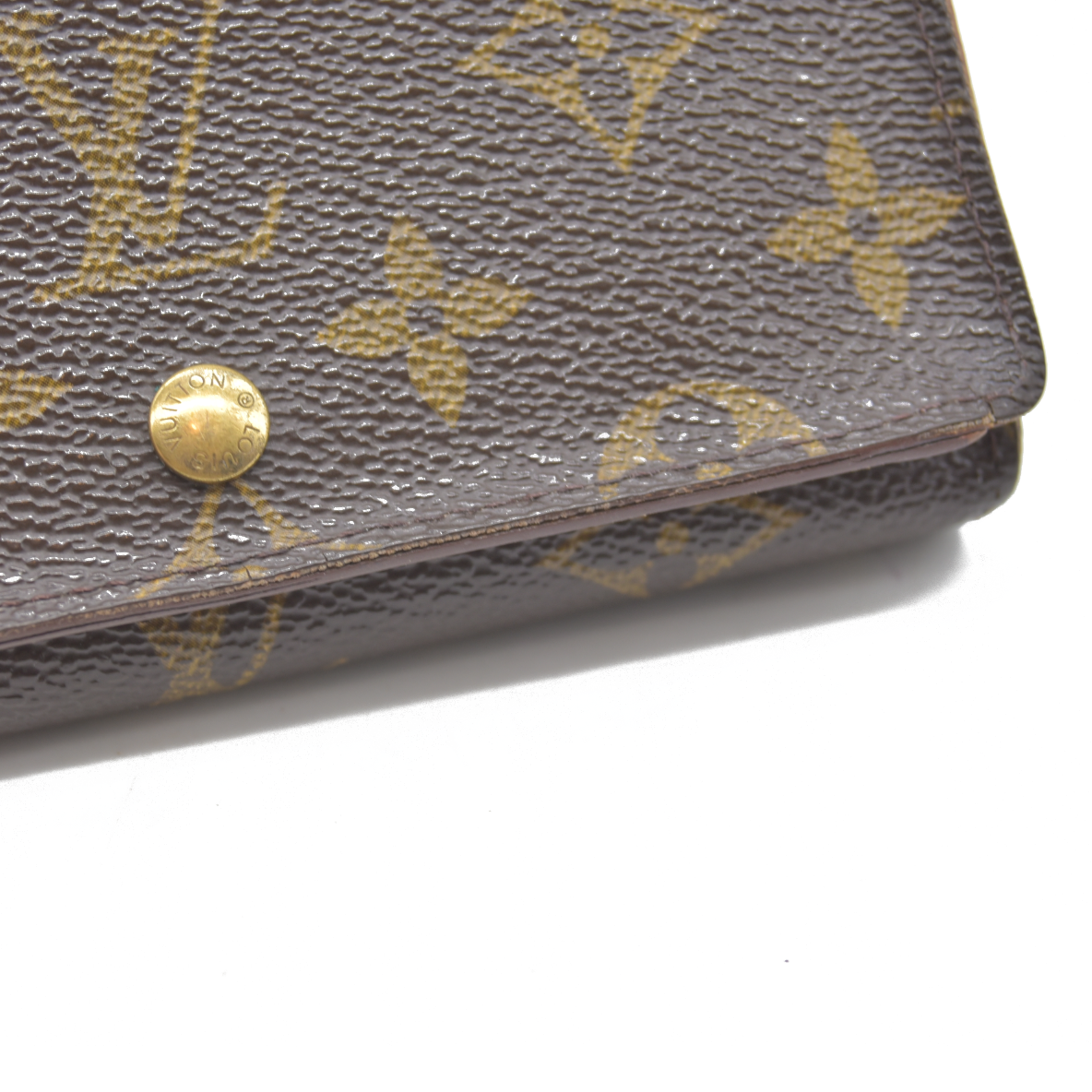 AUCTION $610 Louis Vuitton Monogram Porte Monnaie Zip Bifold Wallet Brown RA0957