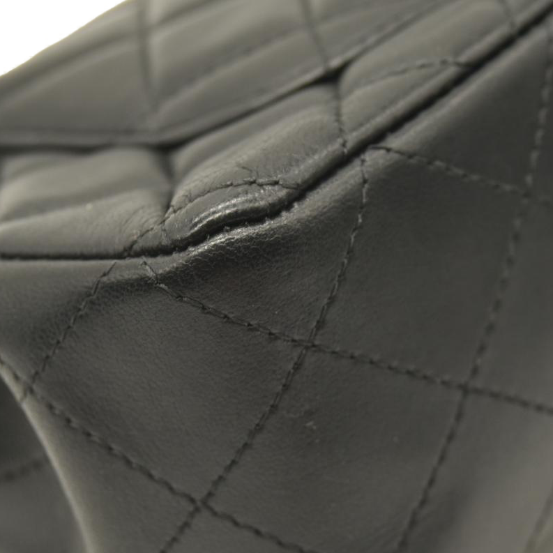 CHANEL Lambskin Quilted Mini Rectangular Flap Black  28******