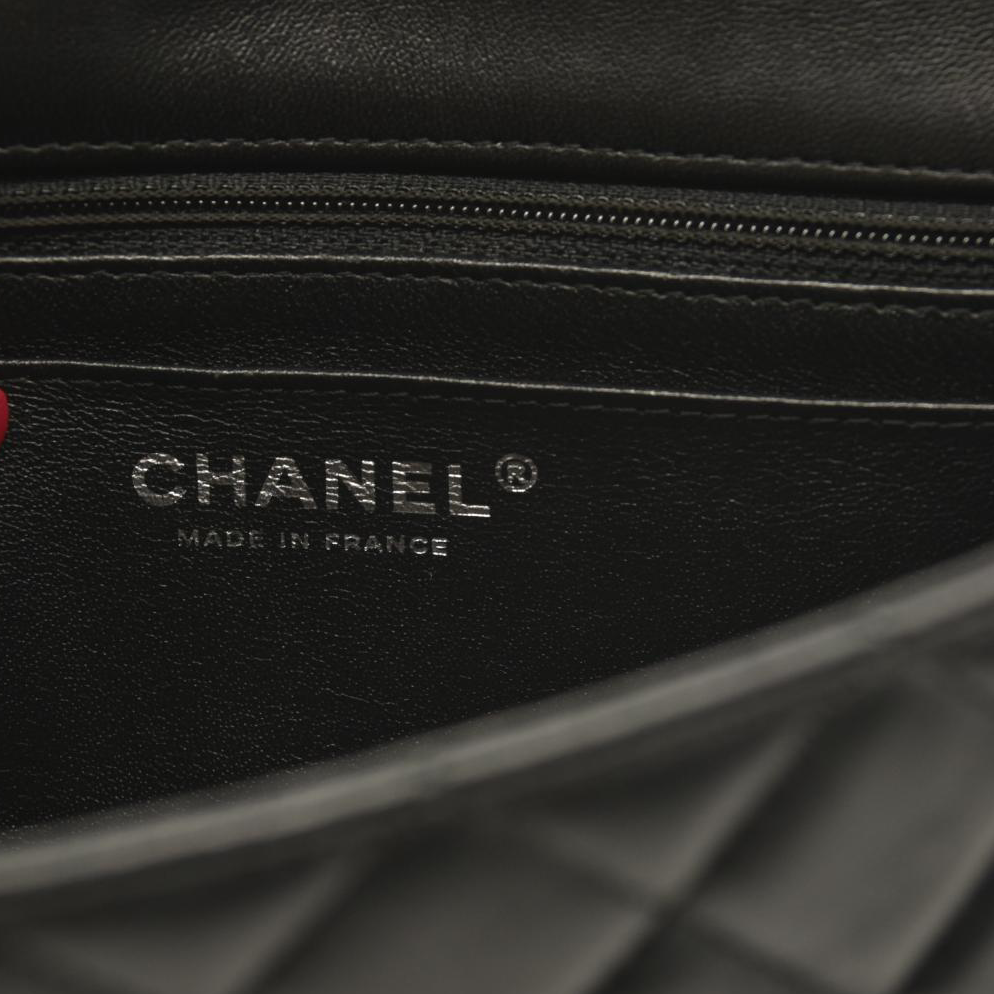CHANEL Lambskin Quilted Mini Rectangular Flap Black  28******