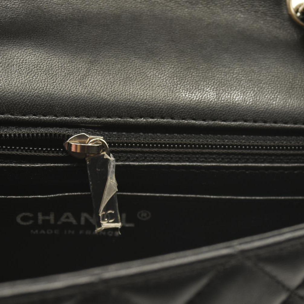 CHANEL Lambskin Quilted Mini Rectangular Flap Black  28******