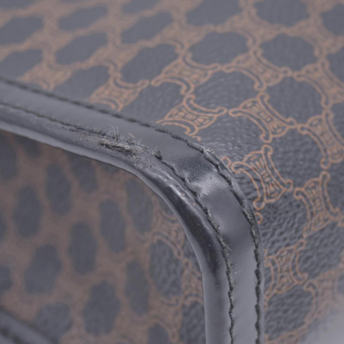$650 CELINE Macadam Canvas Outer Pocket Clutch Pouch Black Brown CONSIGNMENT 10021194