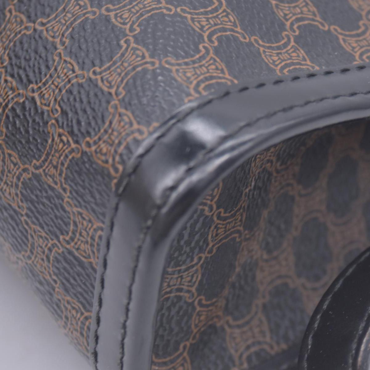$650 CELINE Macadam Canvas Outer Pocket Clutch Pouch Black Brown CONSIGNMENT 10021194