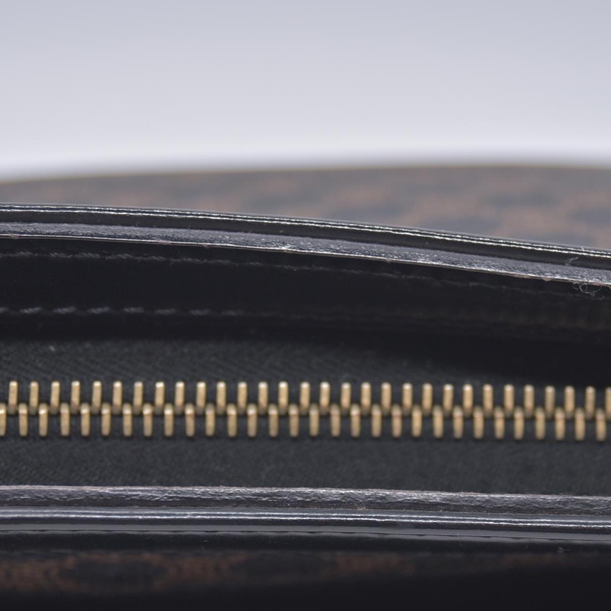 $650 CELINE Macadam Canvas Outer Pocket Clutch Pouch Black Brown CONSIGNMENT 10021194