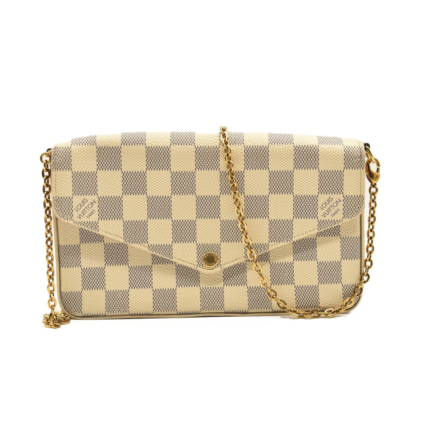 LOUIS VUITTON Damier Azur Pochette Felicie Chain Wallet Rose Ballerine