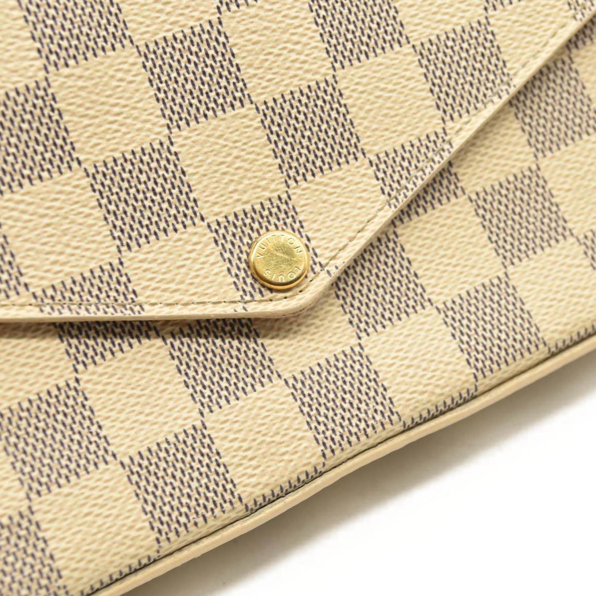 LOUIS VUITTON Damier Azur Pochette Felicie Chain Wallet Rose Ballerine