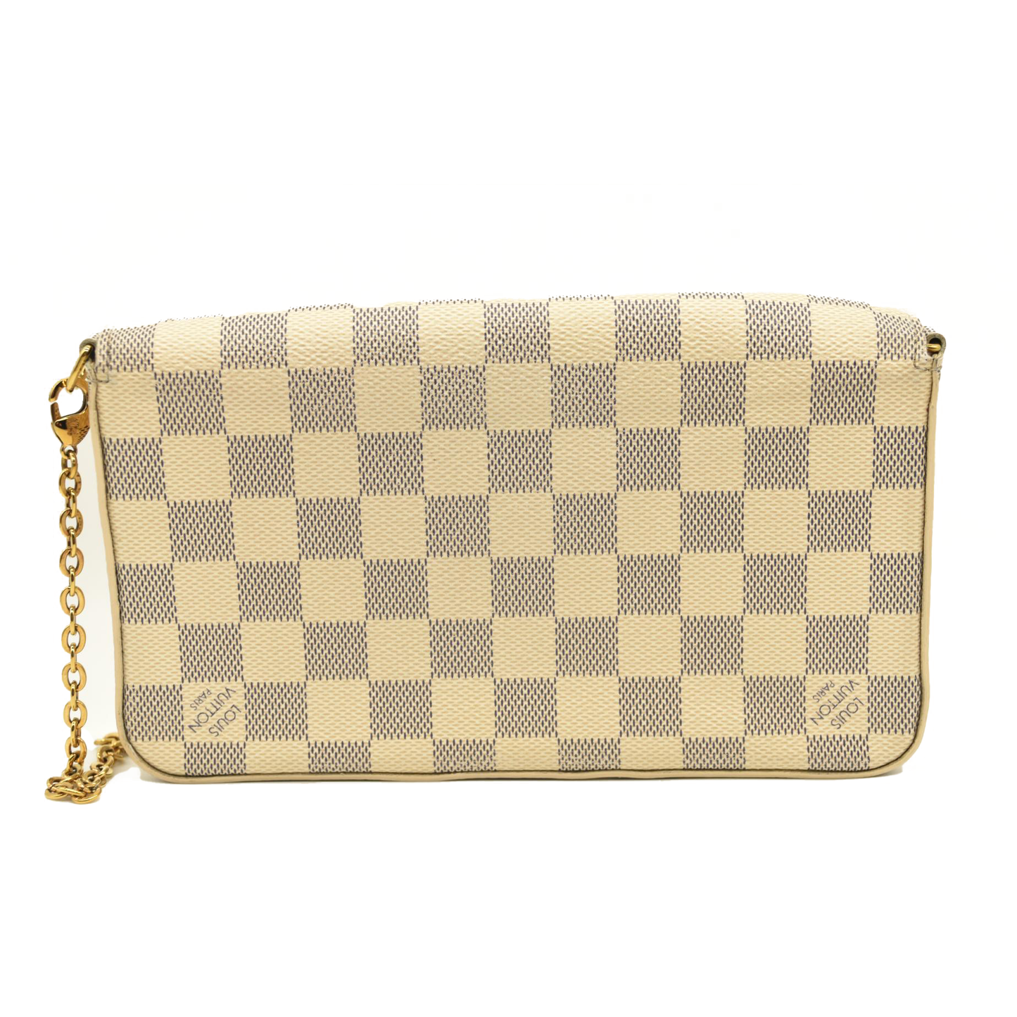 LOUIS VUITTON Damier Azur Pochette Felicie Chain Wallet Rose Ballerine