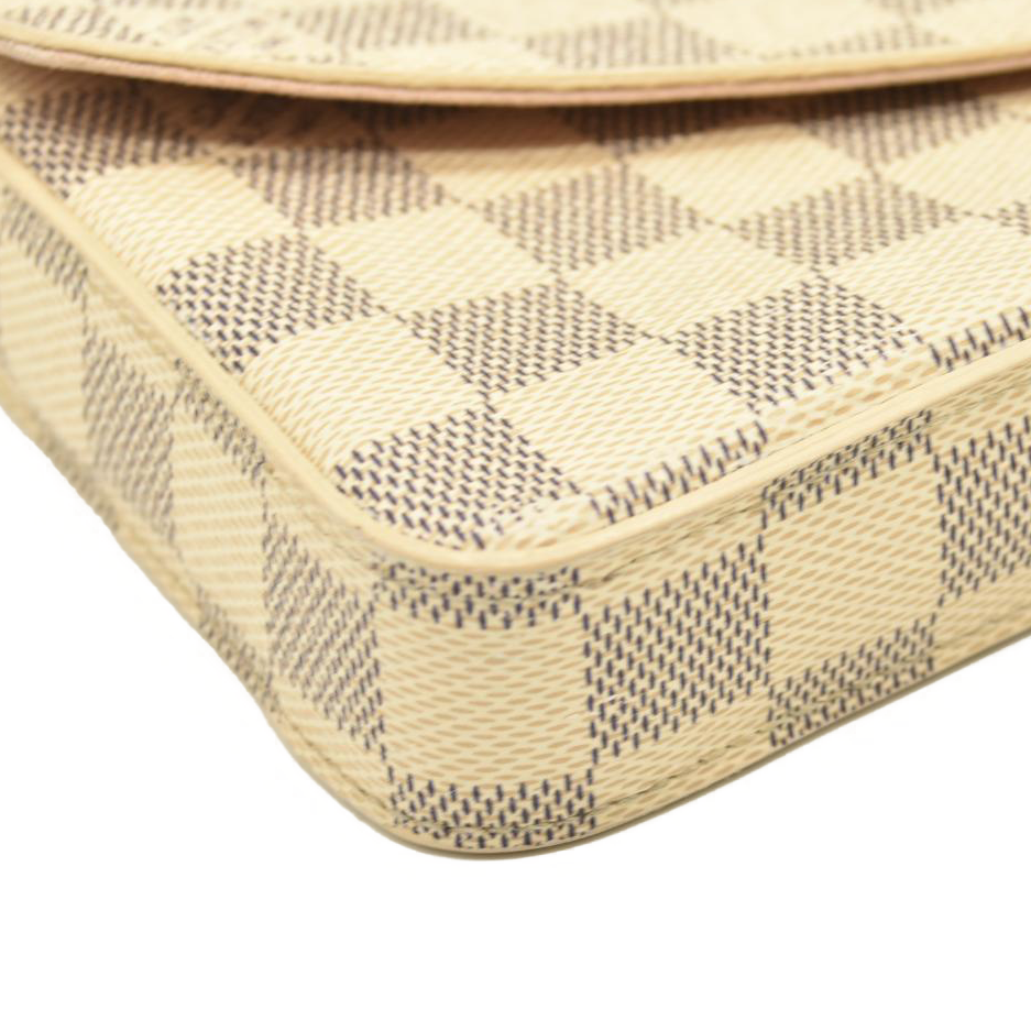 LOUIS VUITTON Damier Azur Pochette Felicie Chain Wallet Rose Ballerine