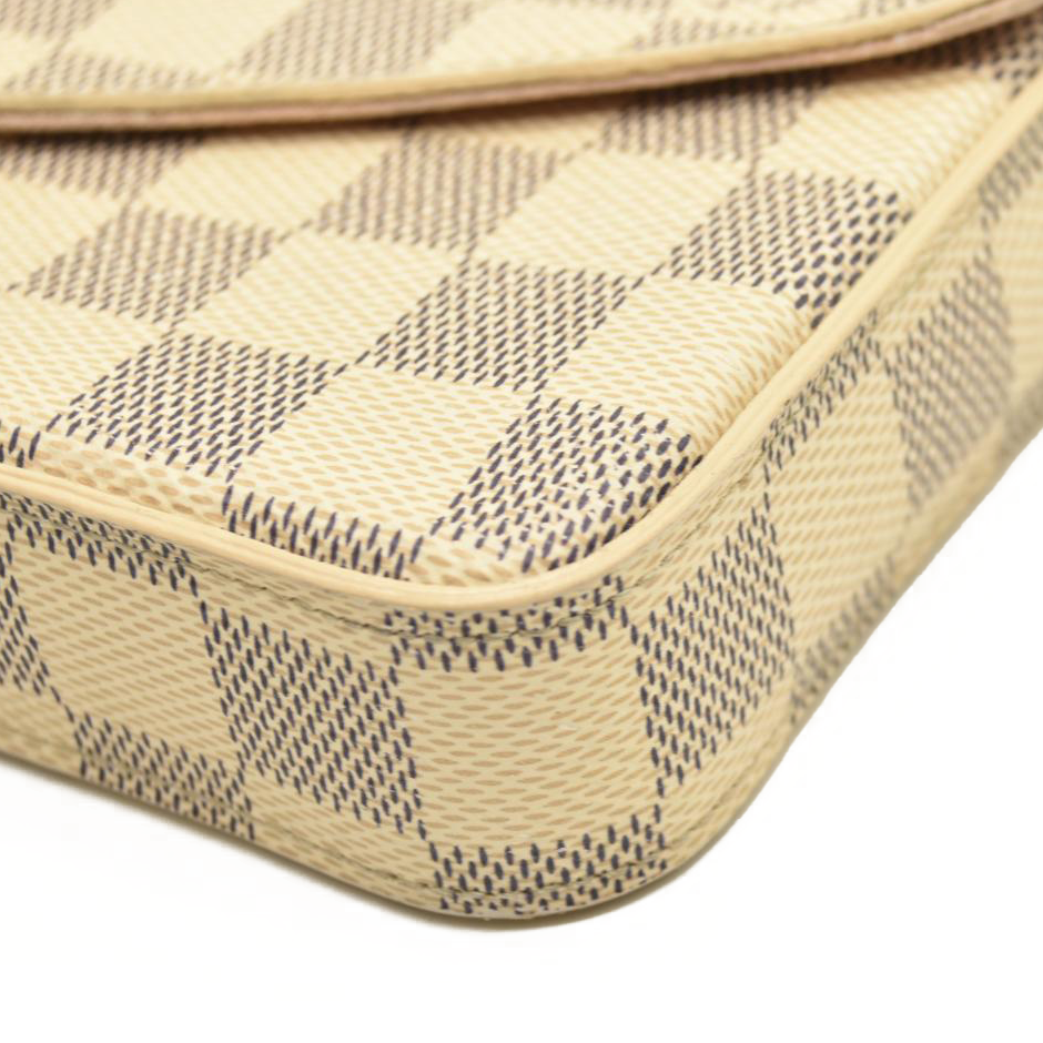 LOUIS VUITTON Damier Azur Pochette Felicie Chain Wallet Rose Ballerine