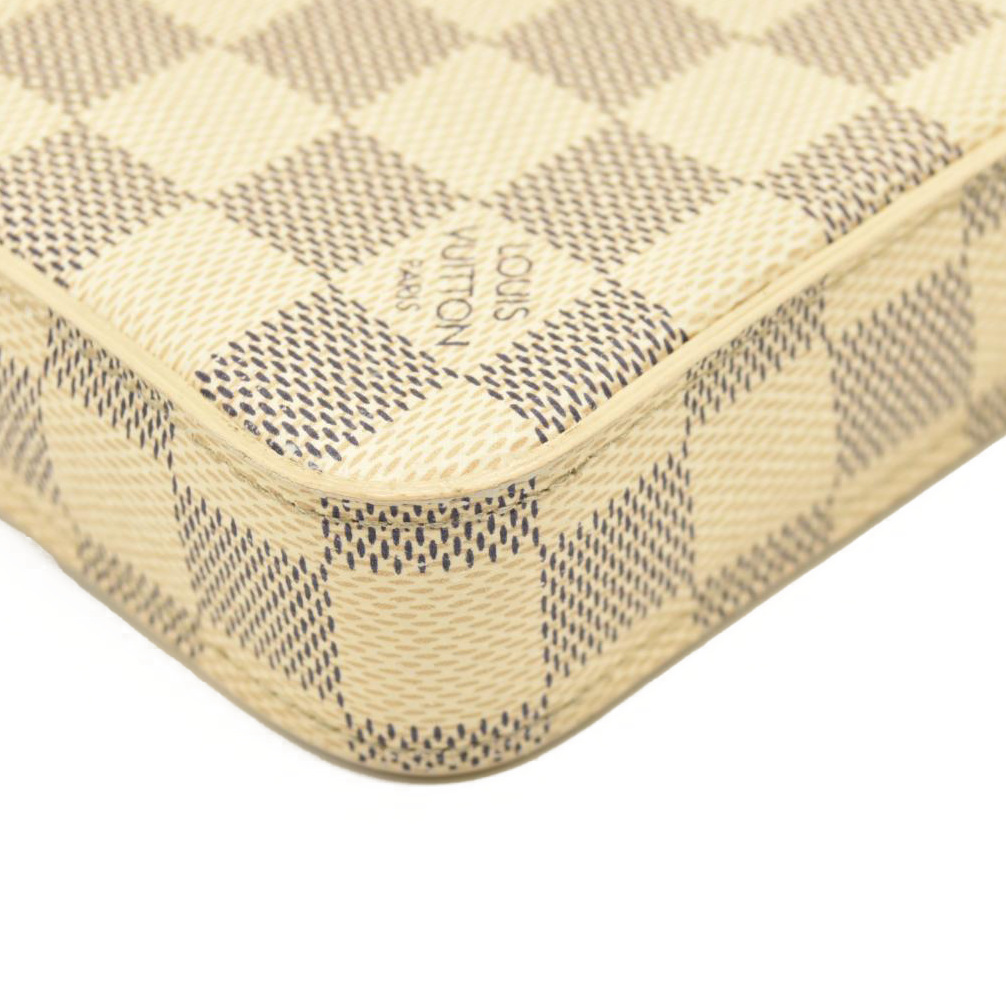 LOUIS VUITTON Damier Azur Pochette Felicie Chain Wallet Rose Ballerine