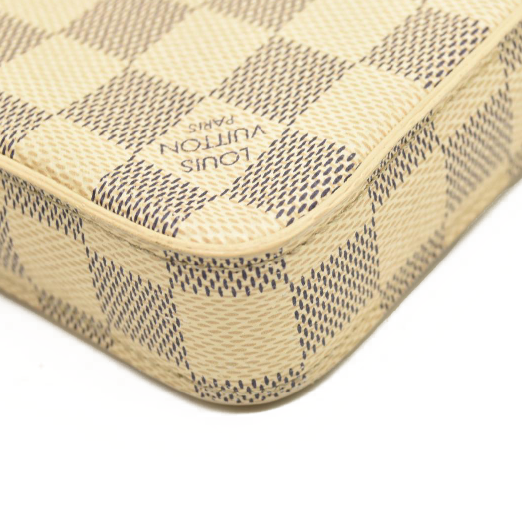 LOUIS VUITTON Damier Azur Pochette Felicie Chain Wallet Rose Ballerine