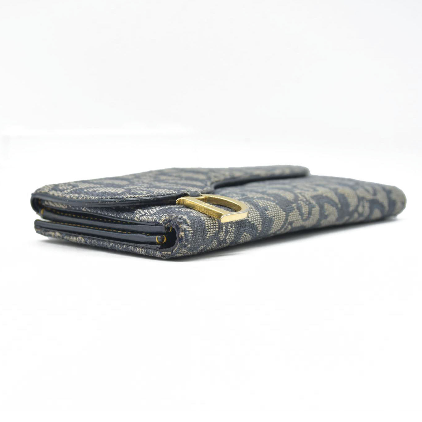 $680 Christian Dior Monogram Saddle Wallet Navy CONSIGNMENT