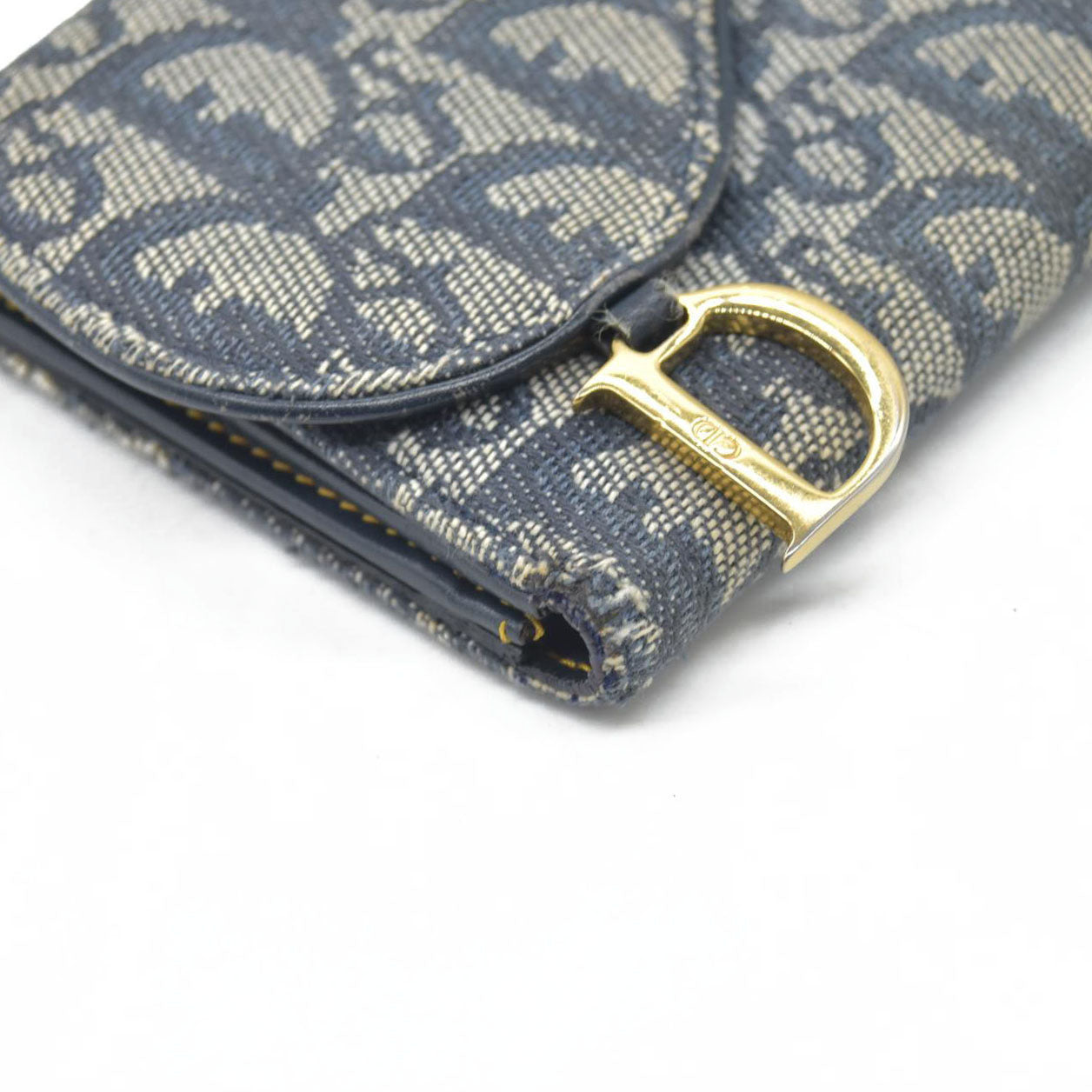 $680 Christian Dior Monogram Saddle Wallet Navy CONSIGNMENT