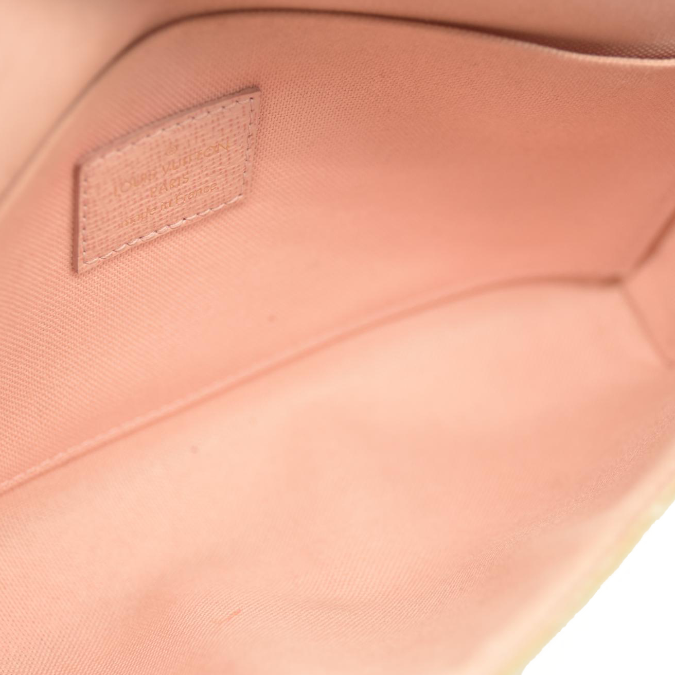 LOUIS VUITTON Damier Azur Pochette Felicie Chain Wallet Rose Ballerine