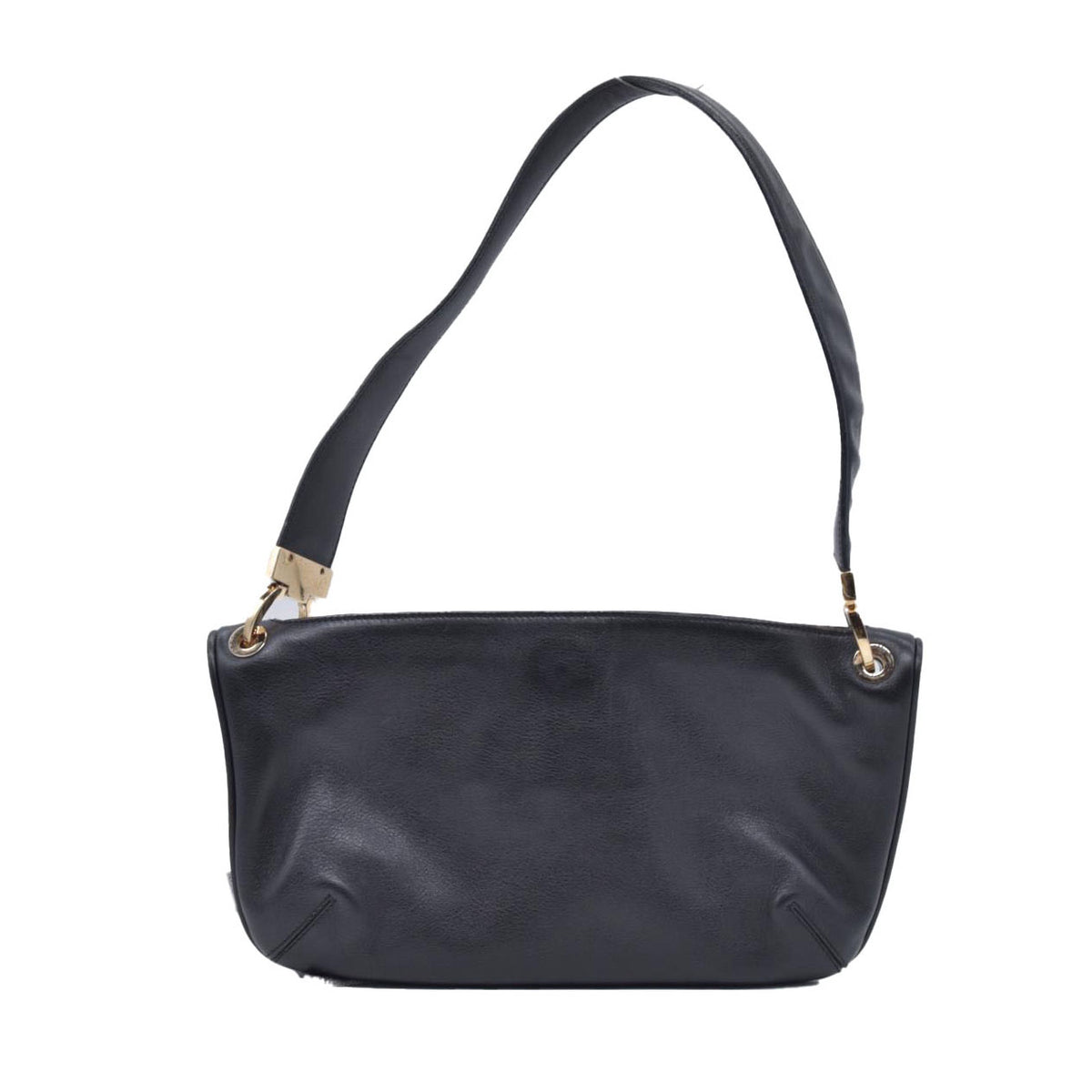 $980 SALVATORE FERRAGAMO Calfskin Gancini Flap Shoulder Bag Black CONSIGNMENT 10021226