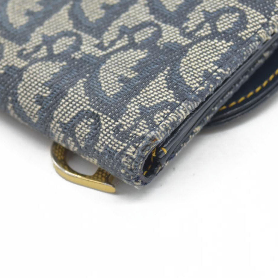 $680 Christian Dior Monogram Saddle Wallet Navy CONSIGNMENT